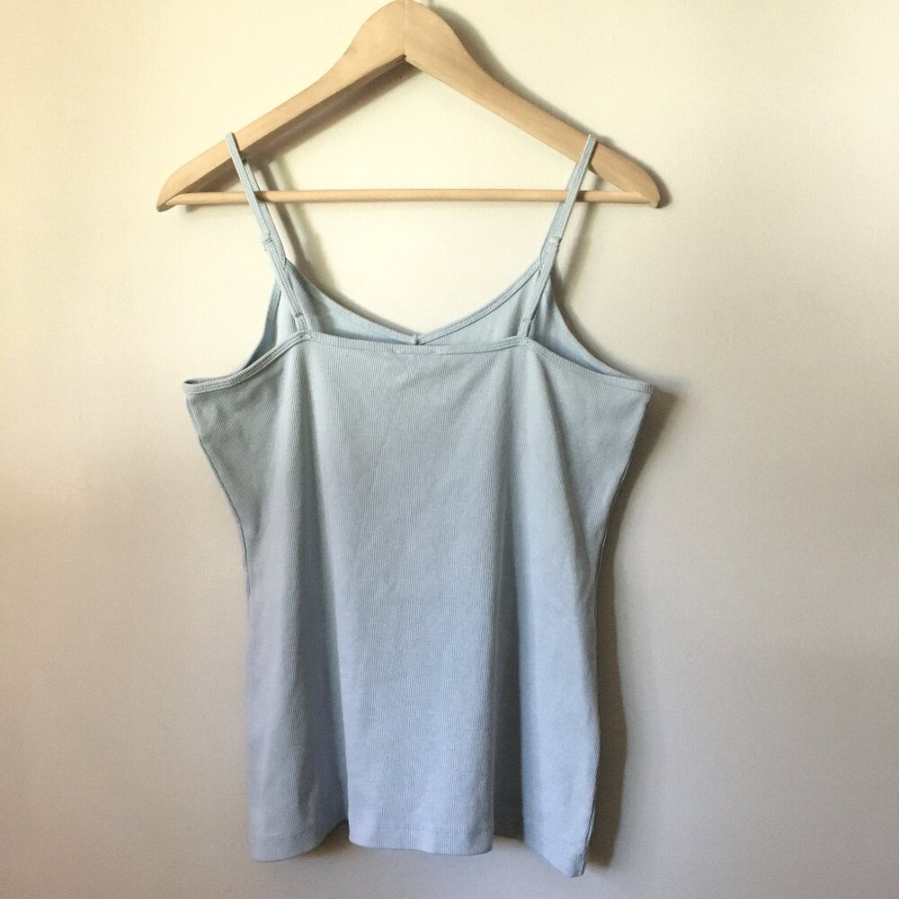 Ricki's Ice Blue Ribbed V-Neck Cotton Camisole Adjustable Straps - Picture 2 of 14